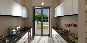 Cucina con vista Villa Doria Pamphilj e piscina privata