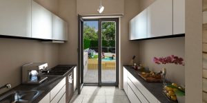 Cucina con vista Villa Doria Pamphilj e piscina privata